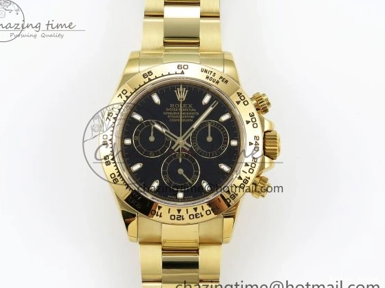 0520 Durable Daytona 116508 QF 1:1 Best Edition Black Dial on YG Bracelet SH4130 V3 (Gain Weight) 1717